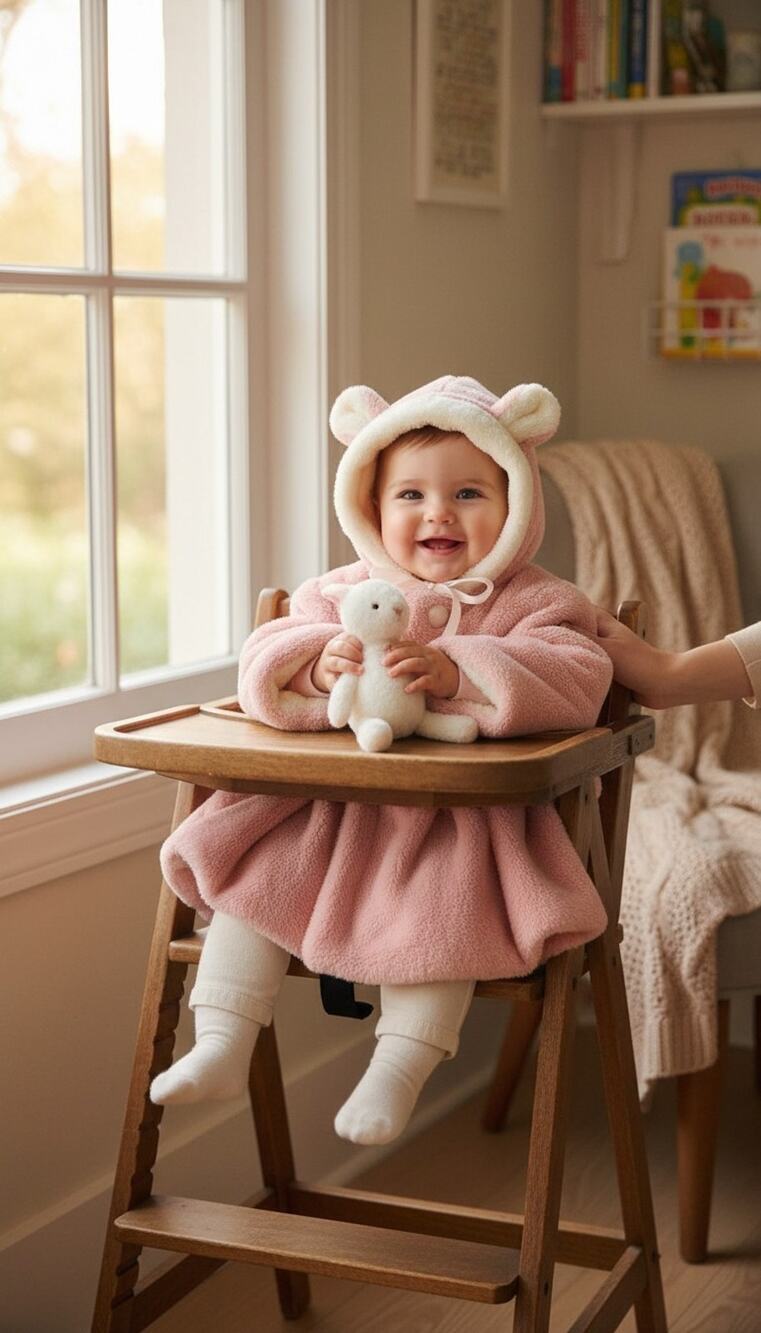 Baby Girl Pink Faux Fur Coat With Bunny Ears Sz 9 Months By Deliqiuqiu